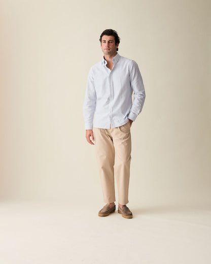 Straight Linen Trousers - Cream