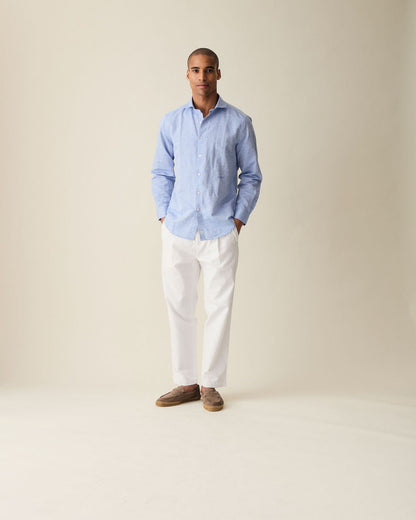 Straight Linen Trousers - White