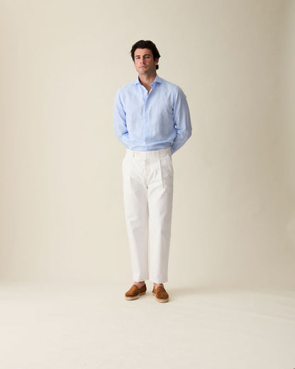 Straight Linen Trousers - White