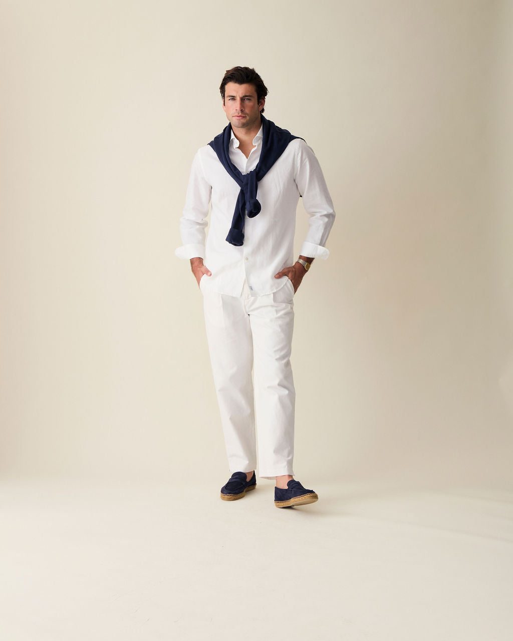 Straight Linen Trousers - White