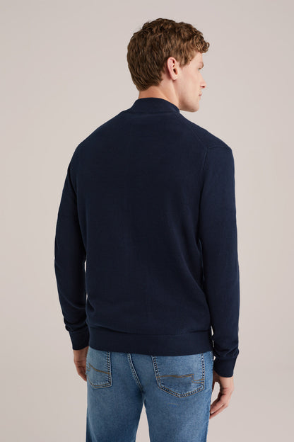 Fine Knit Jumper with Regular Fit - Navy Blue