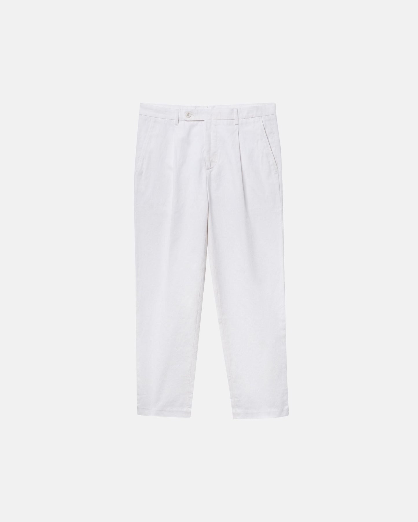 Straight Linen Trousers - White