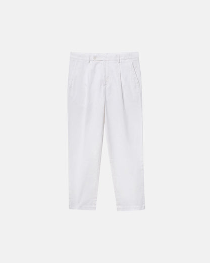 Straight Linen Trousers - White