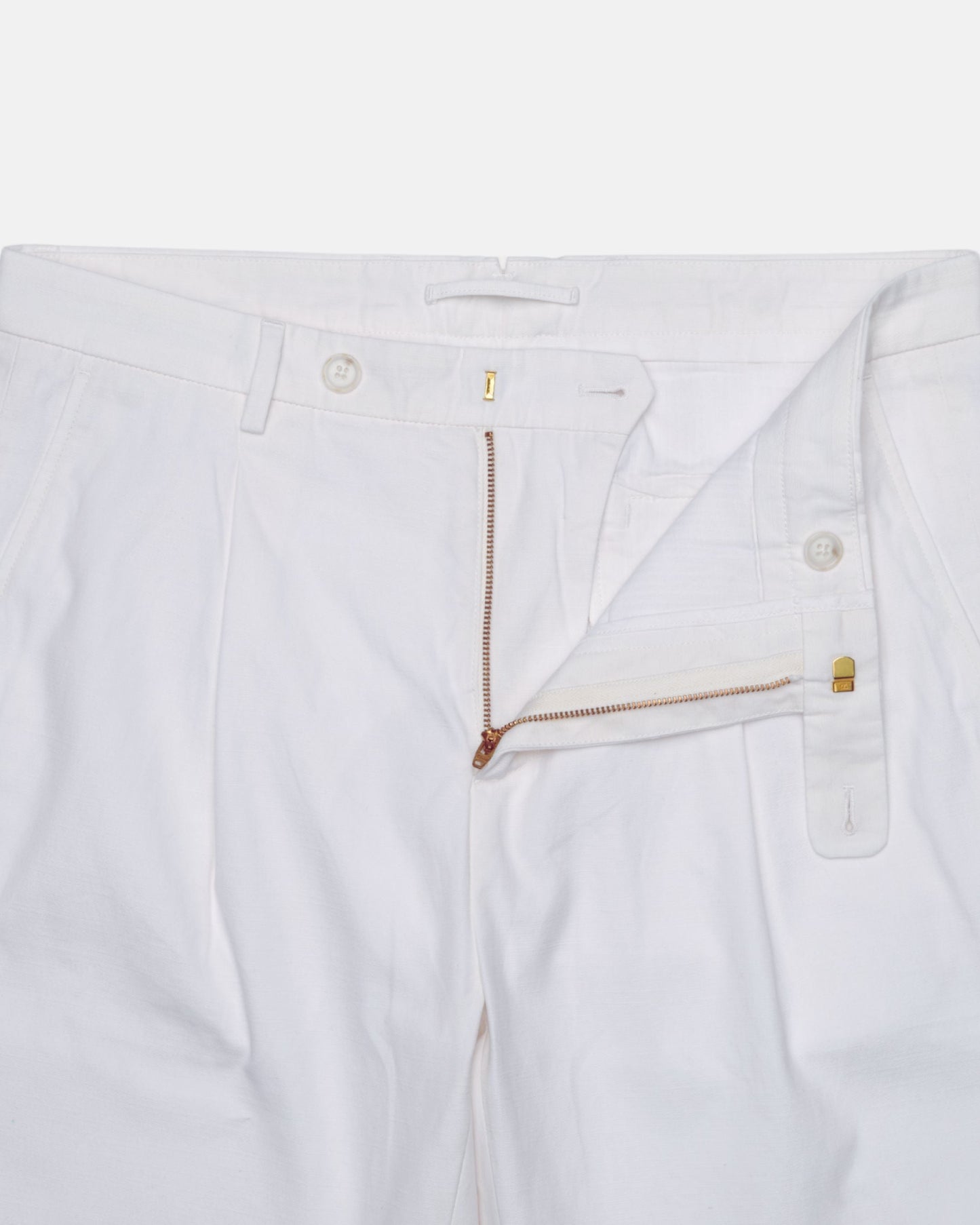 Straight Linen Trousers - White