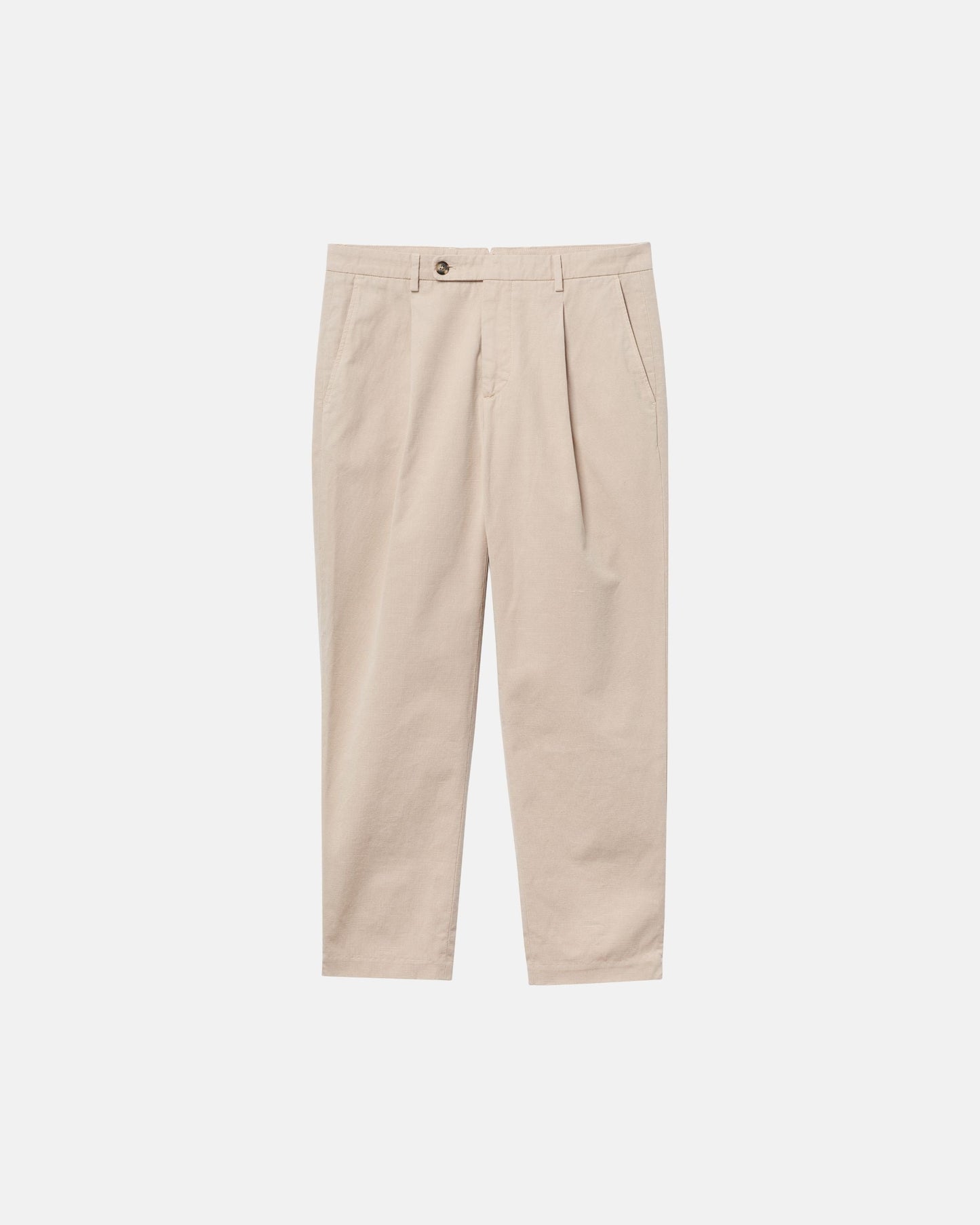 Straight Linen Trousers - Cream