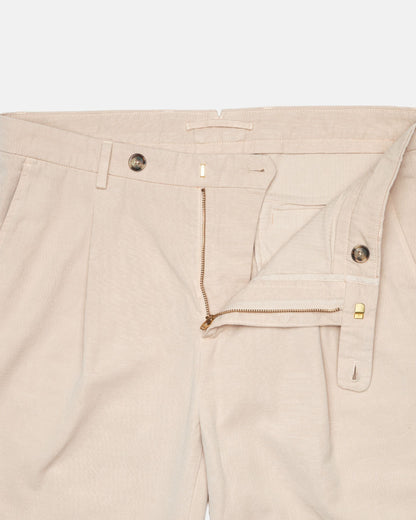 Straight Linen Trousers - Cream