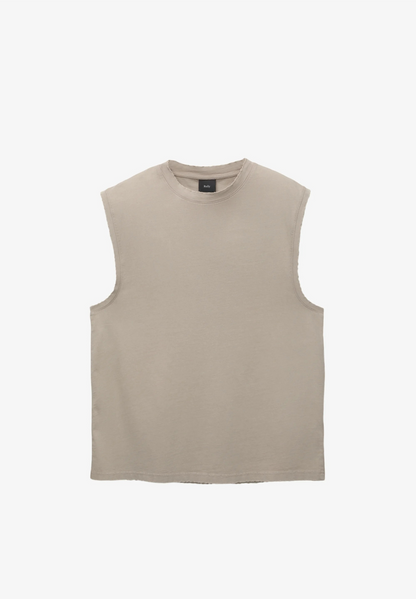 Basic Round Neck Vest - Beige