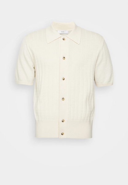 Ribbed Cotton Polo Shirt - Off White