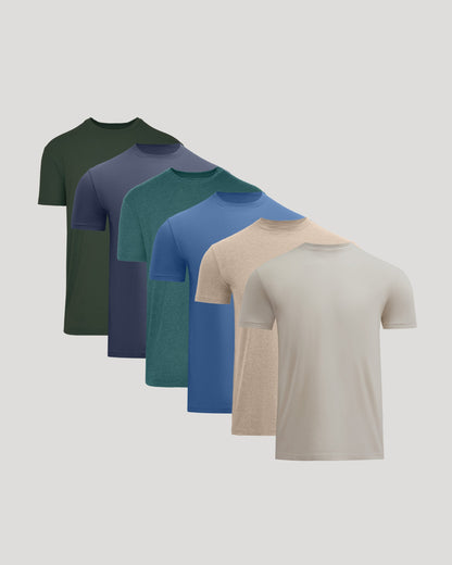 Set of 6 Pima Cotton Crew Neck T-Shirts