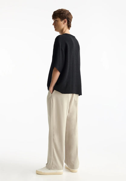 Wide Fit Casual Trousers - Beige