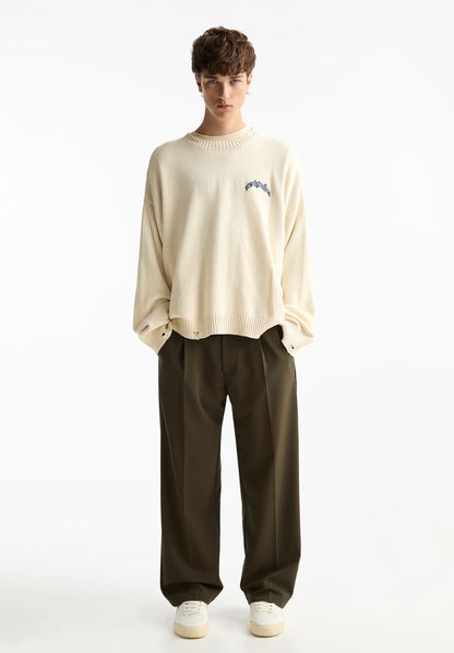 Wide Fit Casual Trousers - Khaki