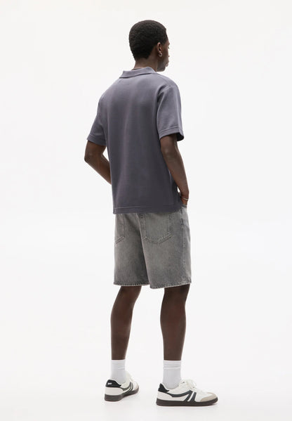 Straight Leg Denim Shorts - Dark Grey