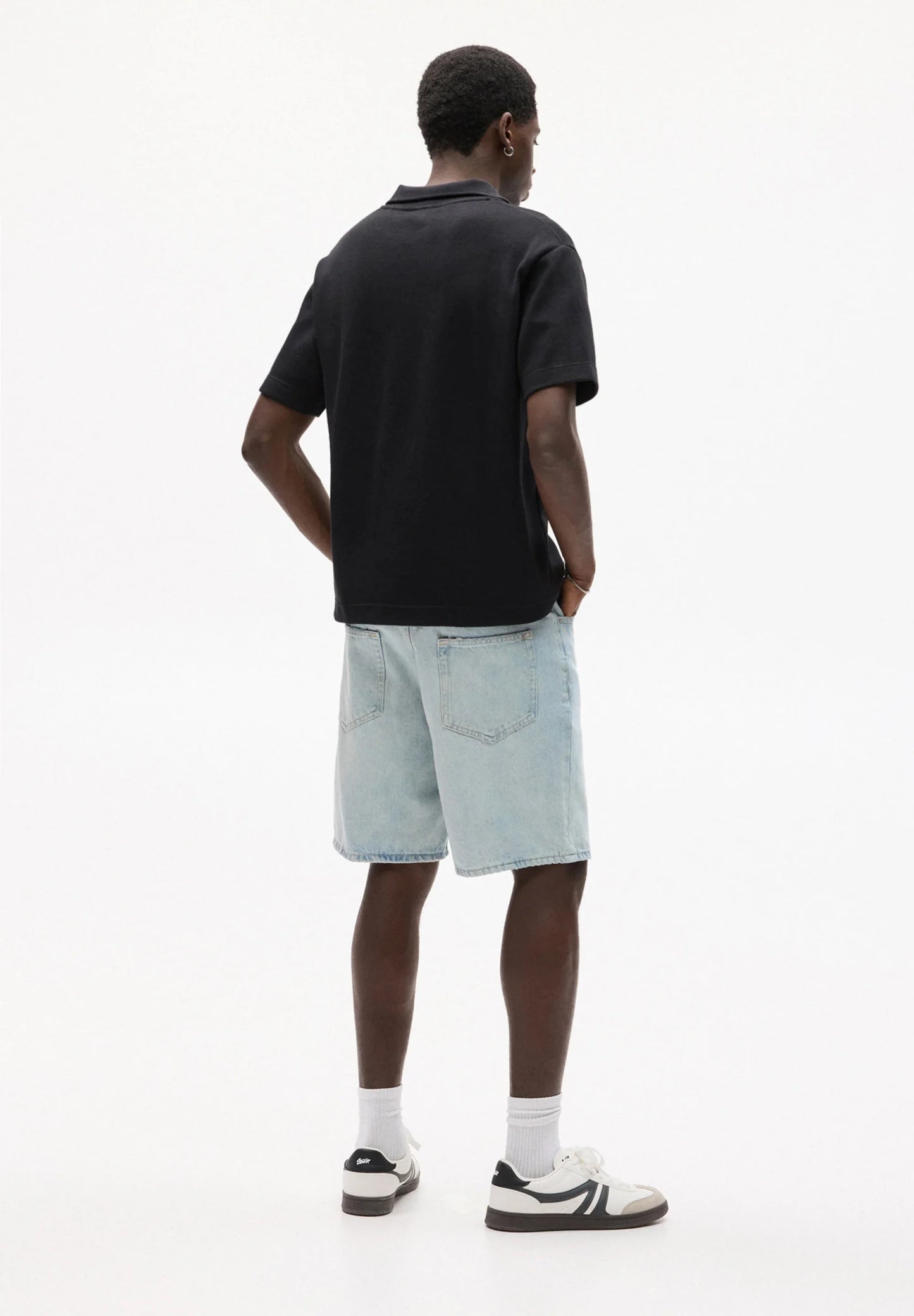 Straight Cut Denim Shorts - Light Blue
