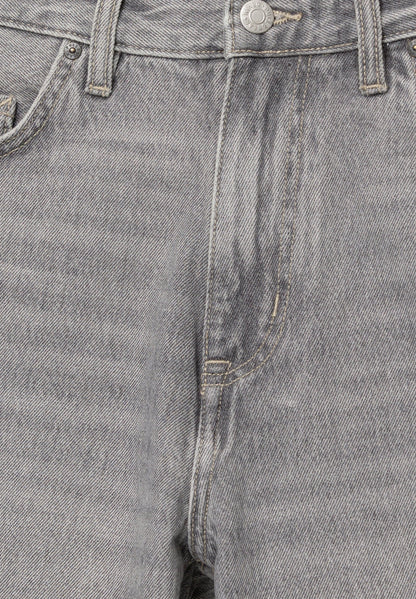 Straight Leg Denim Shorts - Dark Grey