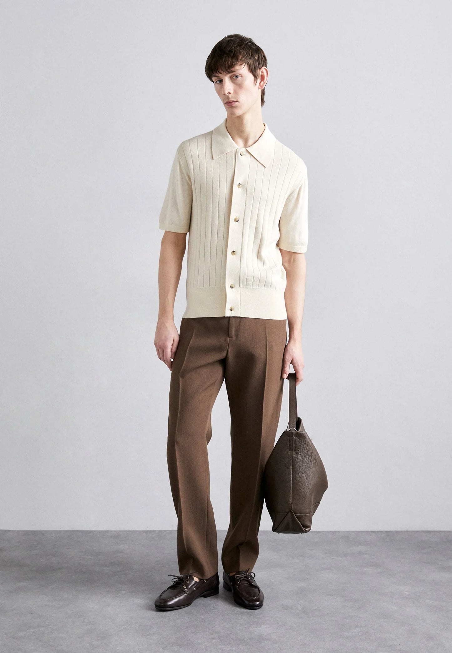 Ribbed Cotton Polo Shirt - Off White