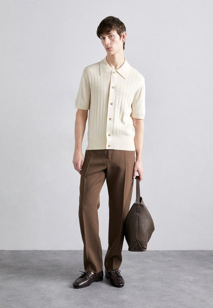 Ribbed Cotton Polo Shirt - Off White