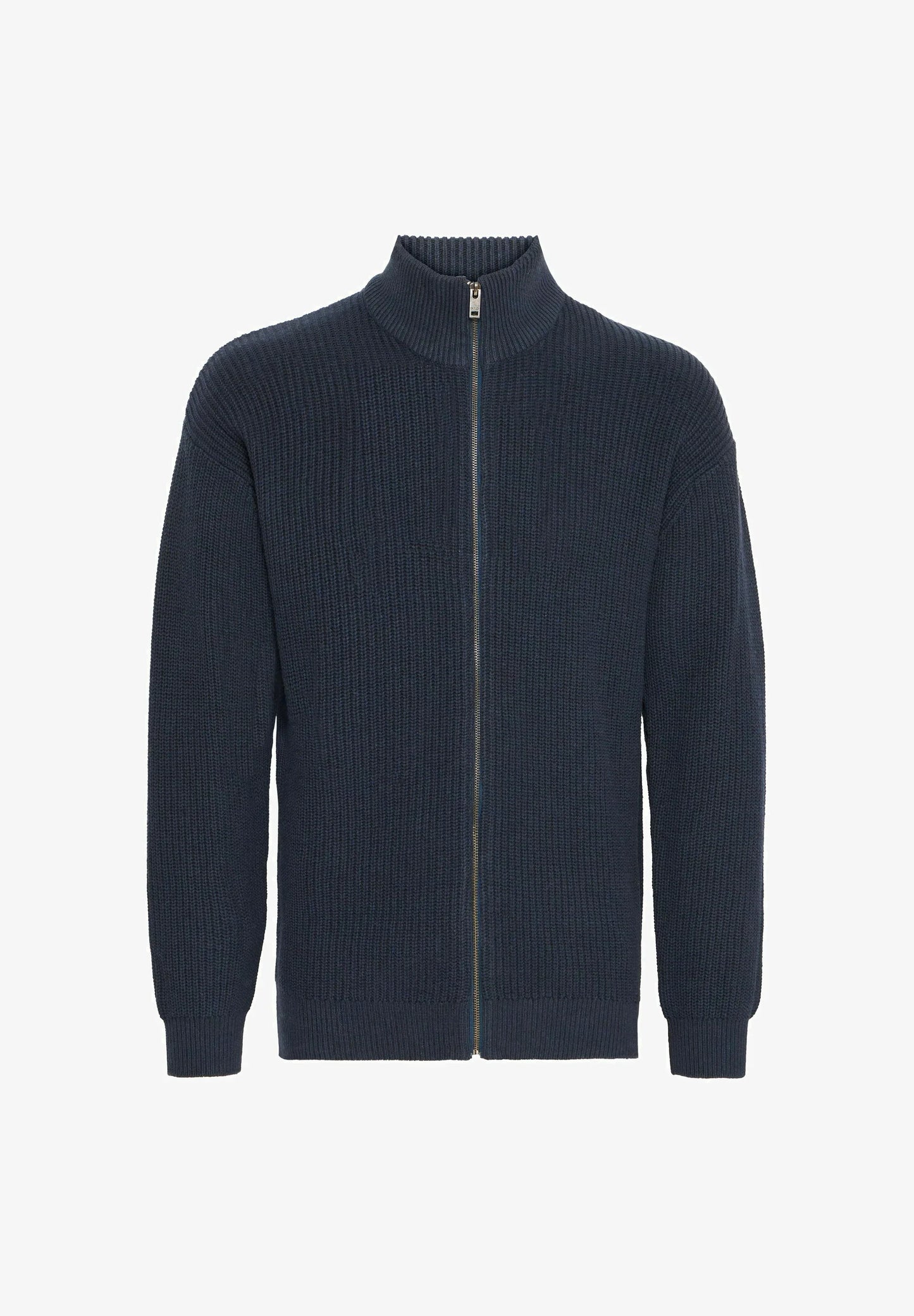 Men's High Neck Zip Front Jumper - Navy Blue