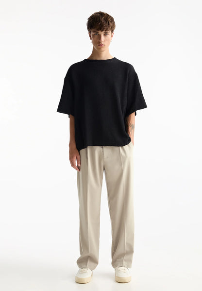 Wide Fit Casual Trousers - Beige
