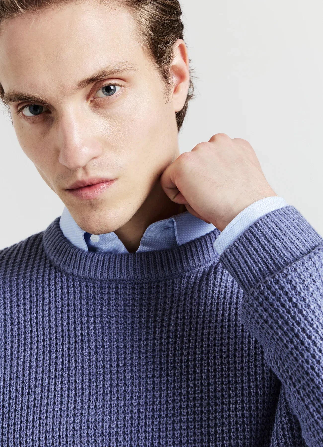 Men's Round Neck Acrylic Blend Jumper - Blue