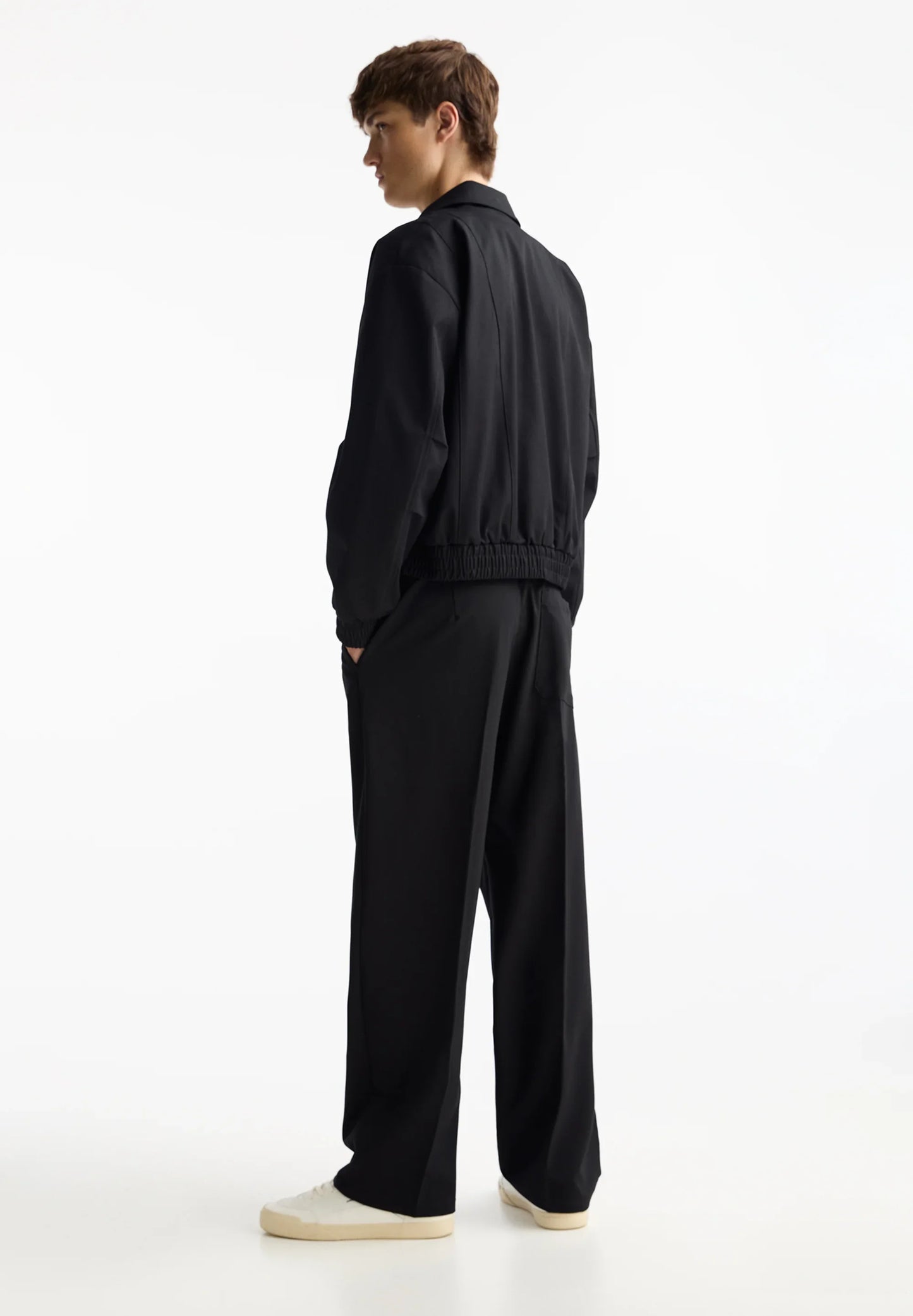 Wide Fit Casual Trousers - Black