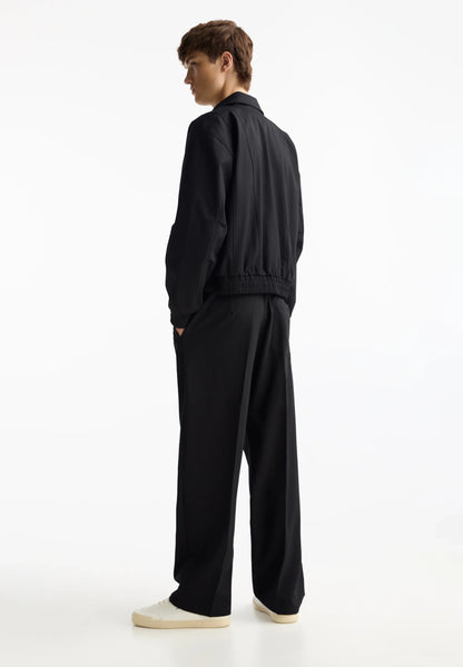 Wide Fit Casual Trousers - Black