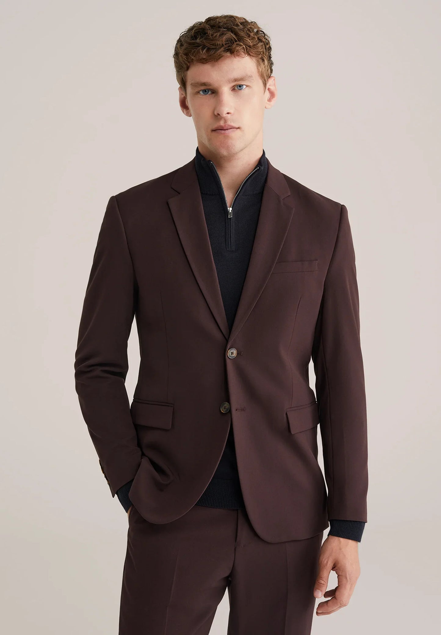 Men's Regular Fit Tailored Blazer - Brown