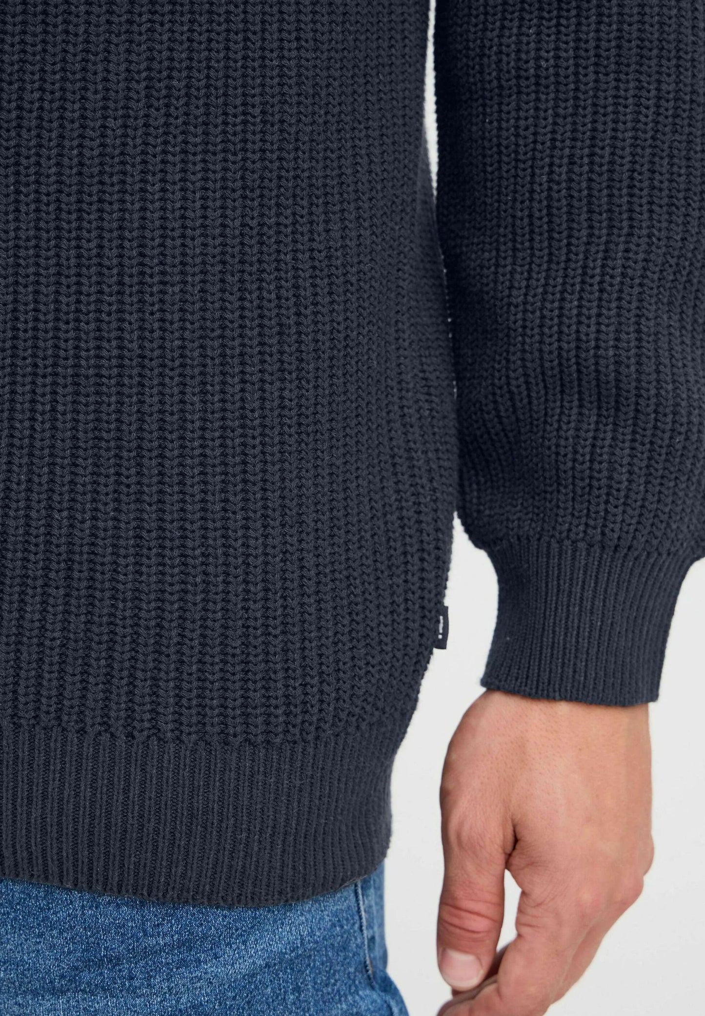 Men's High Neck Zip Front Jumper - Navy Blue