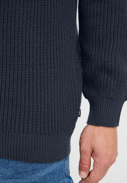 Men's High Neck Zip Front Jumper - Navy Blue