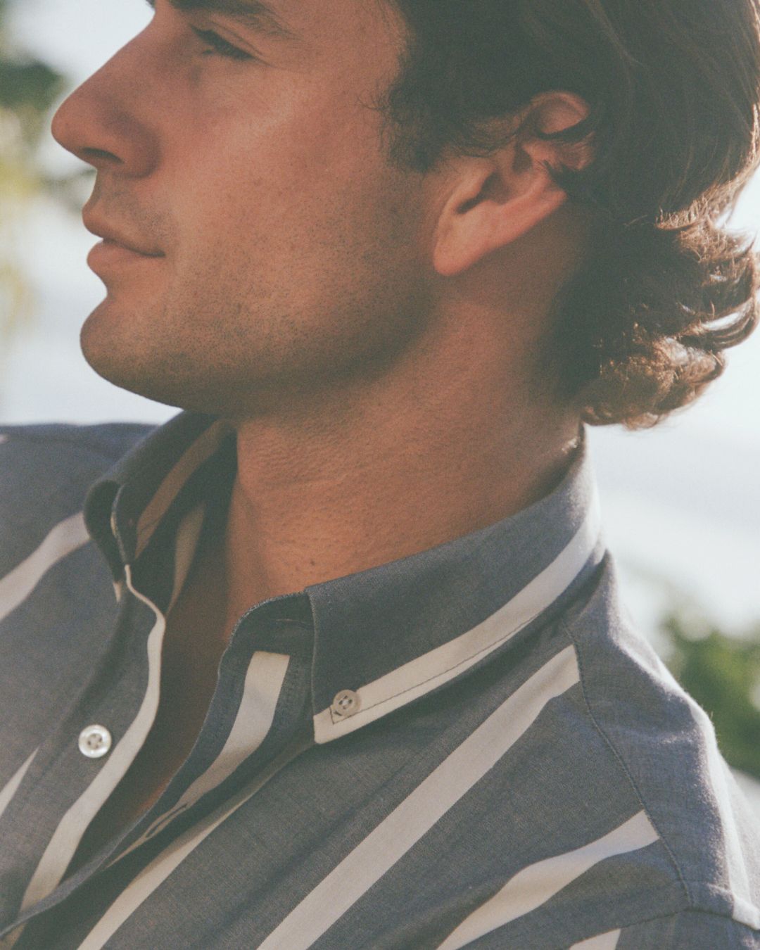 Striped Chambray Business Shirt - Navy Blue