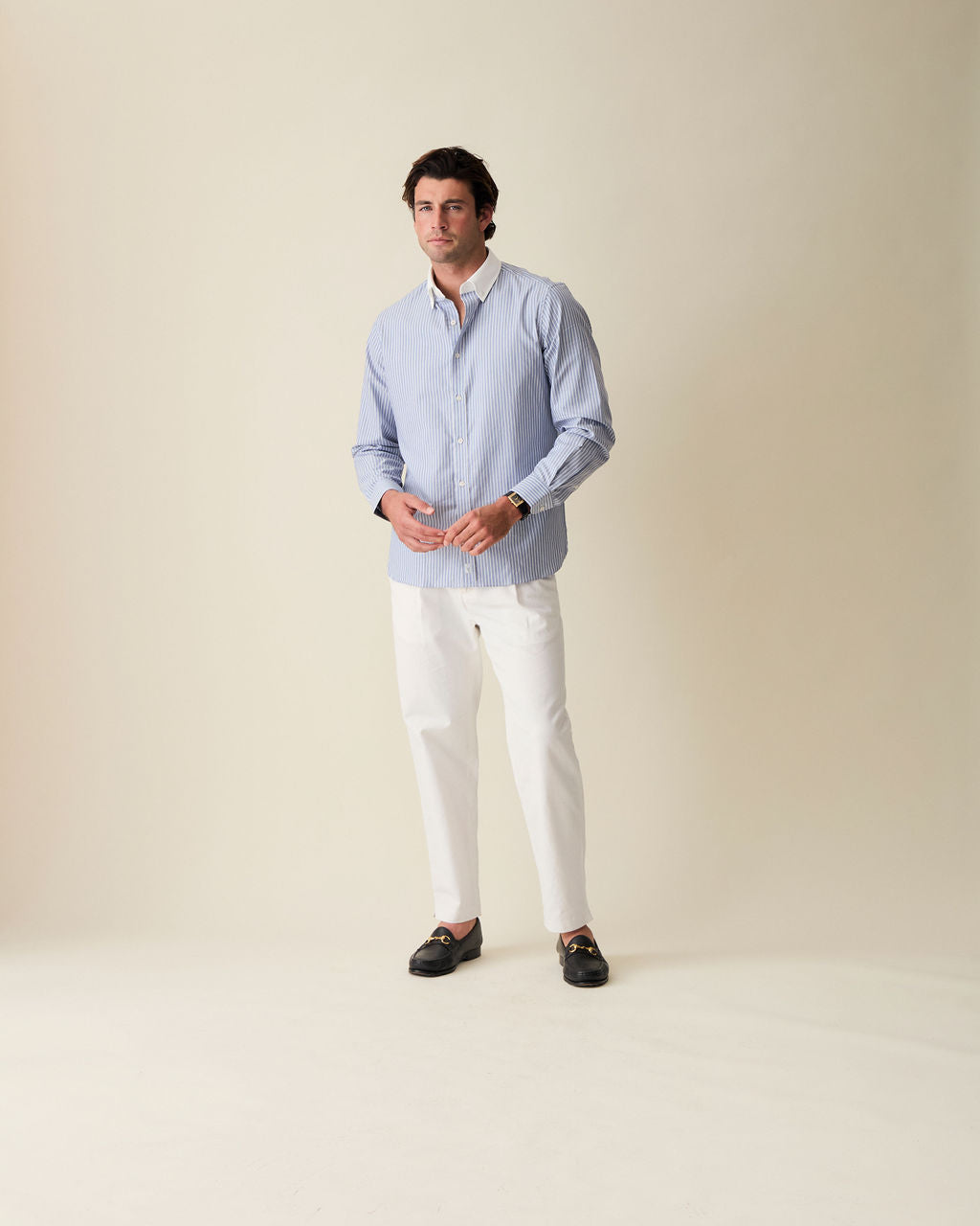 Striped Cotton Dress Shirt - Blue