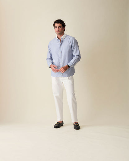 Striped Cotton Dress Shirt - Blue