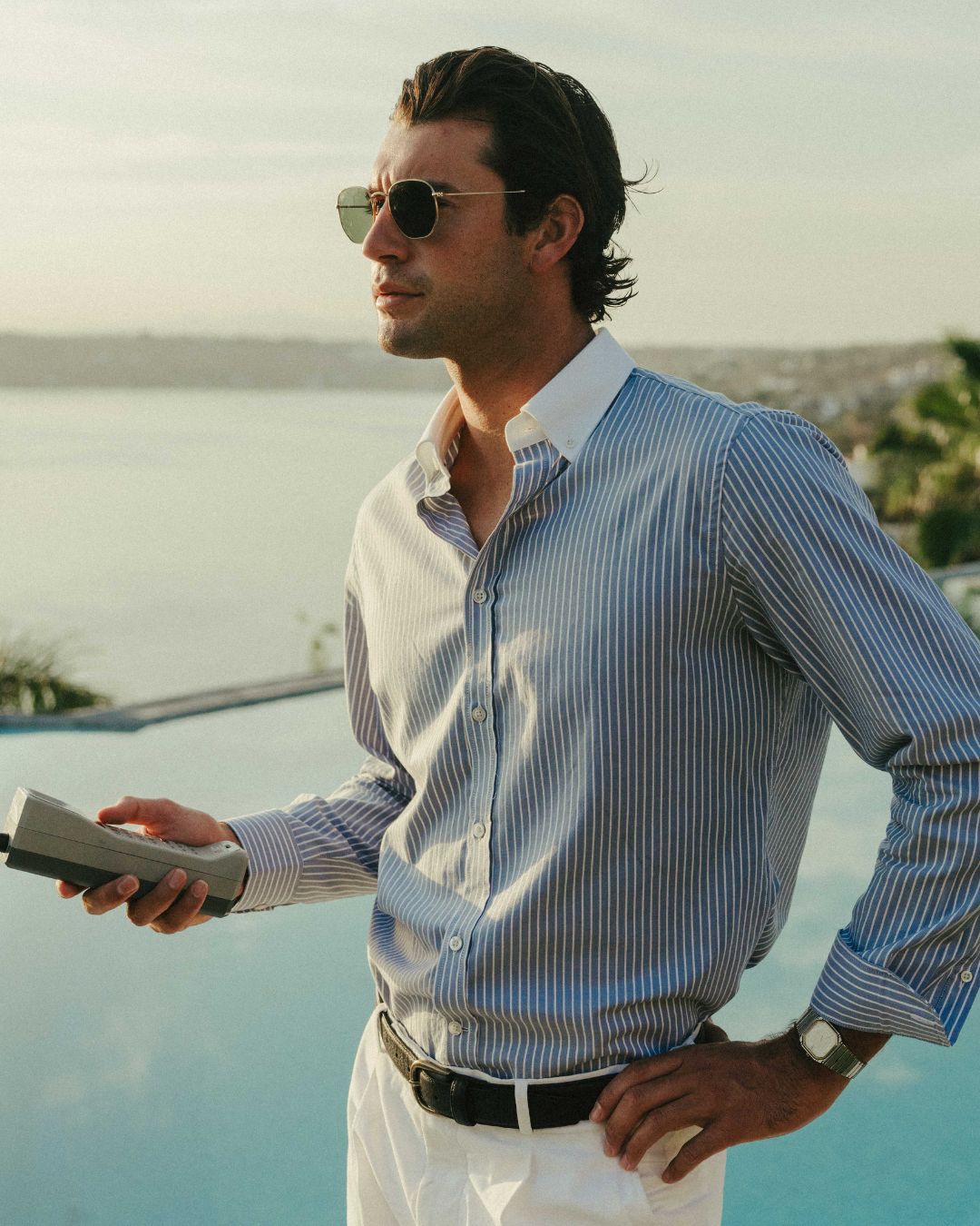 Striped Cotton Dress Shirt - Blue