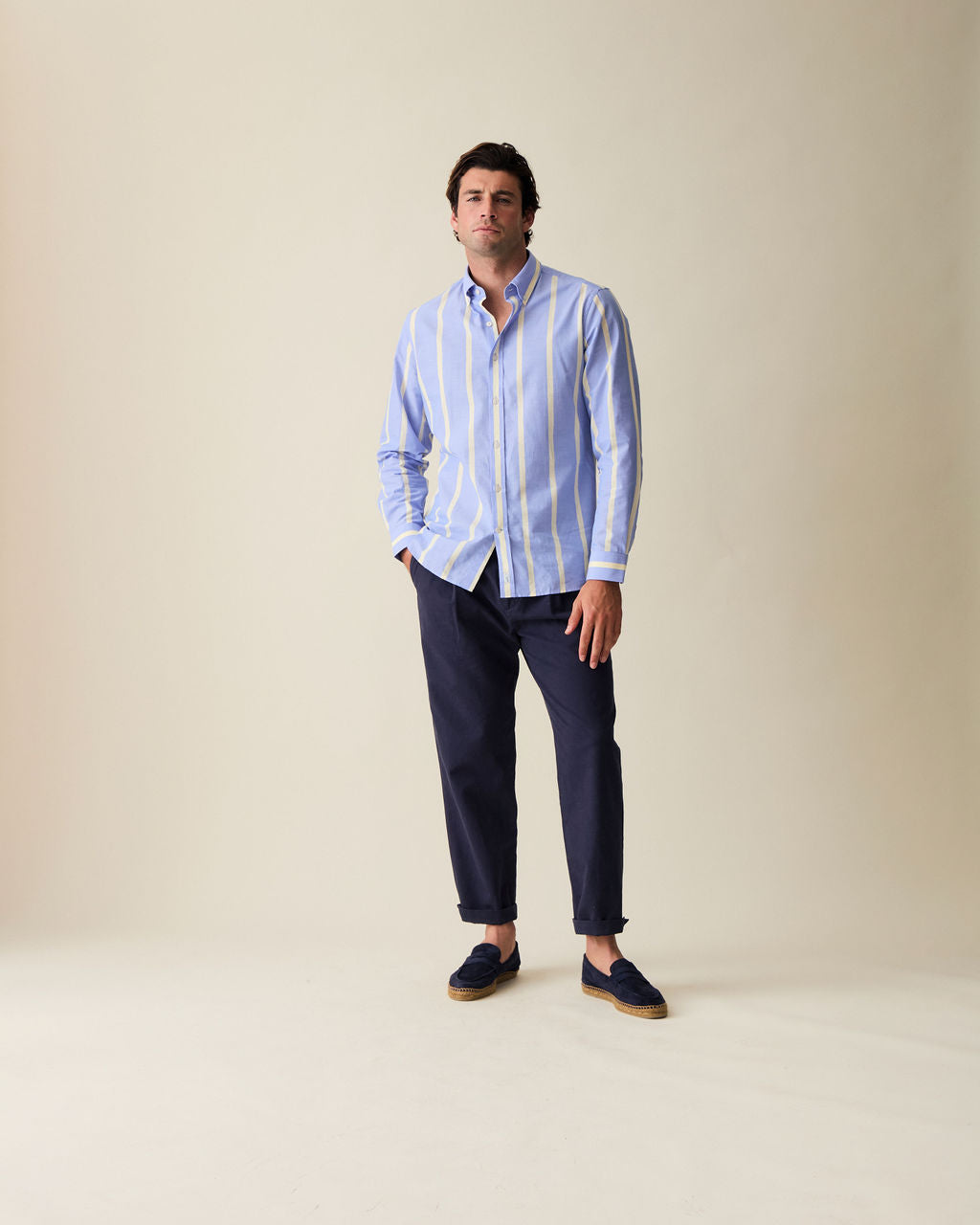 Striped Chambray Shirt - Blue