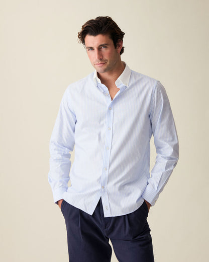Striped Cotton Shirt - Light Blue
