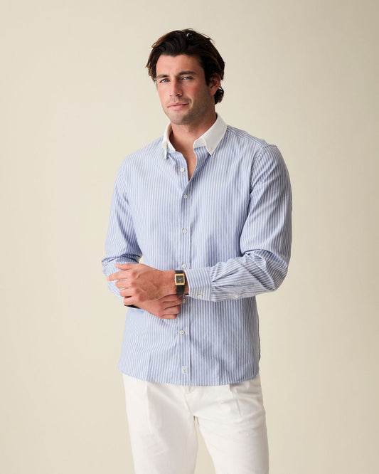 Striped Cotton Dress Shirt - Blue