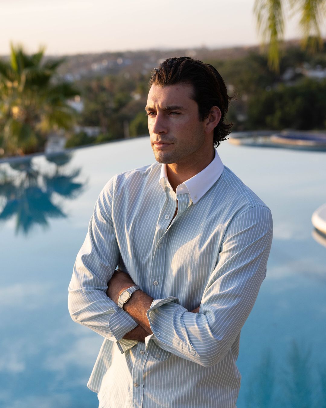 Striped Cotton Dress Shirt - Pistachio Green