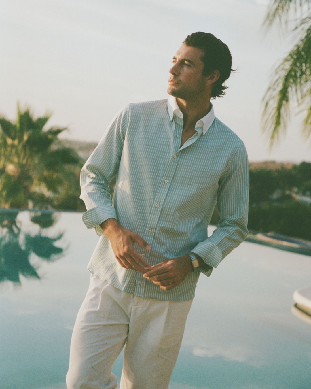 Striped Cotton Dress Shirt - Pistachio Green