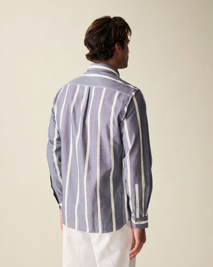 Striped Chambray Business Shirt - Navy Blue