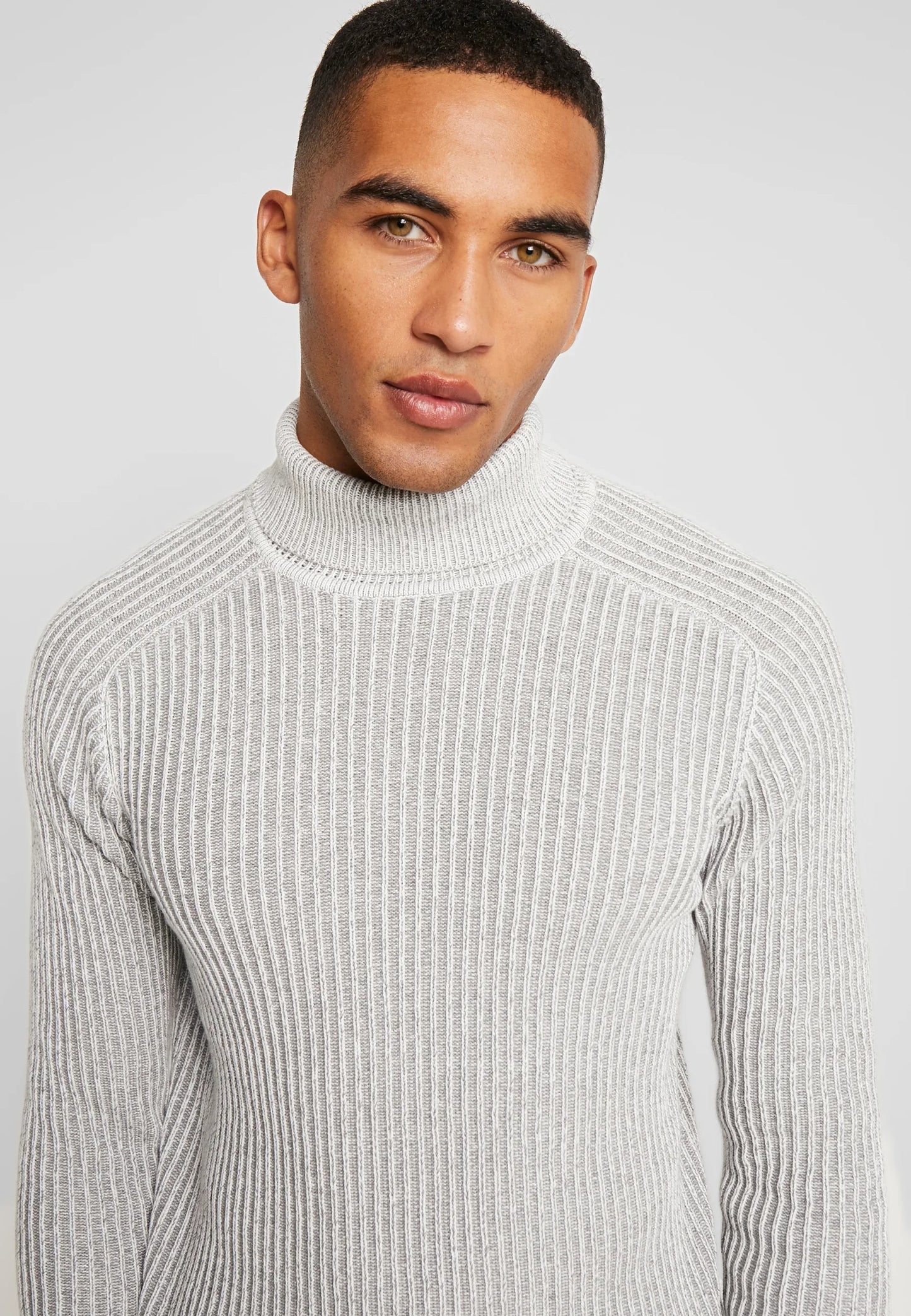 High Neck Wool Jumper - Grey