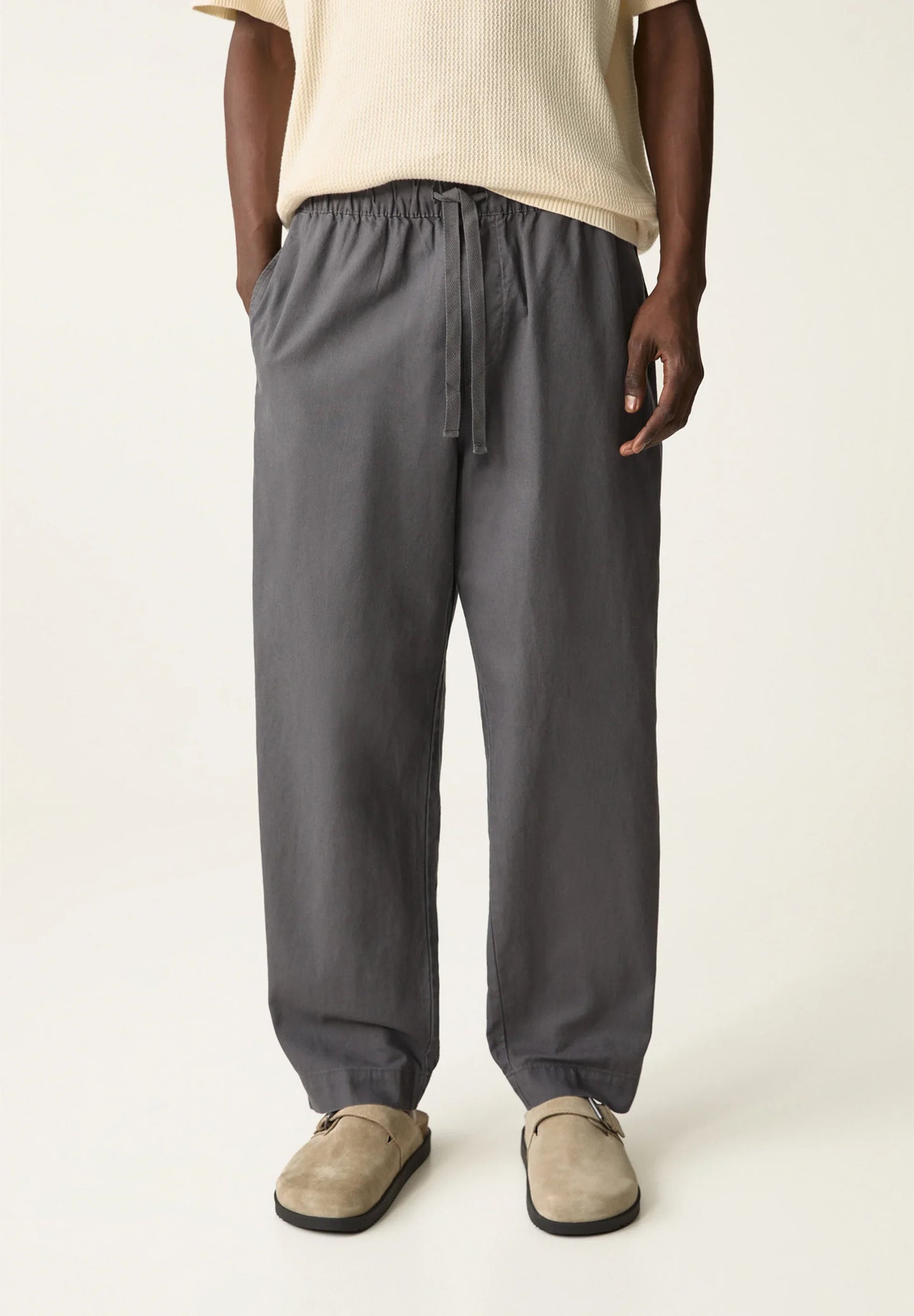 Blend Linen Trousers - Dark Grey