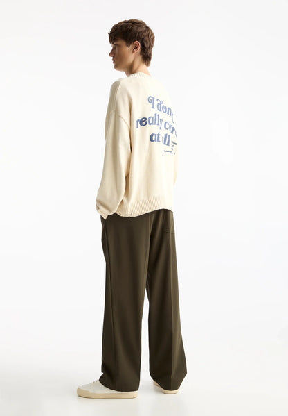 Wide Fit Casual Trousers - Khaki