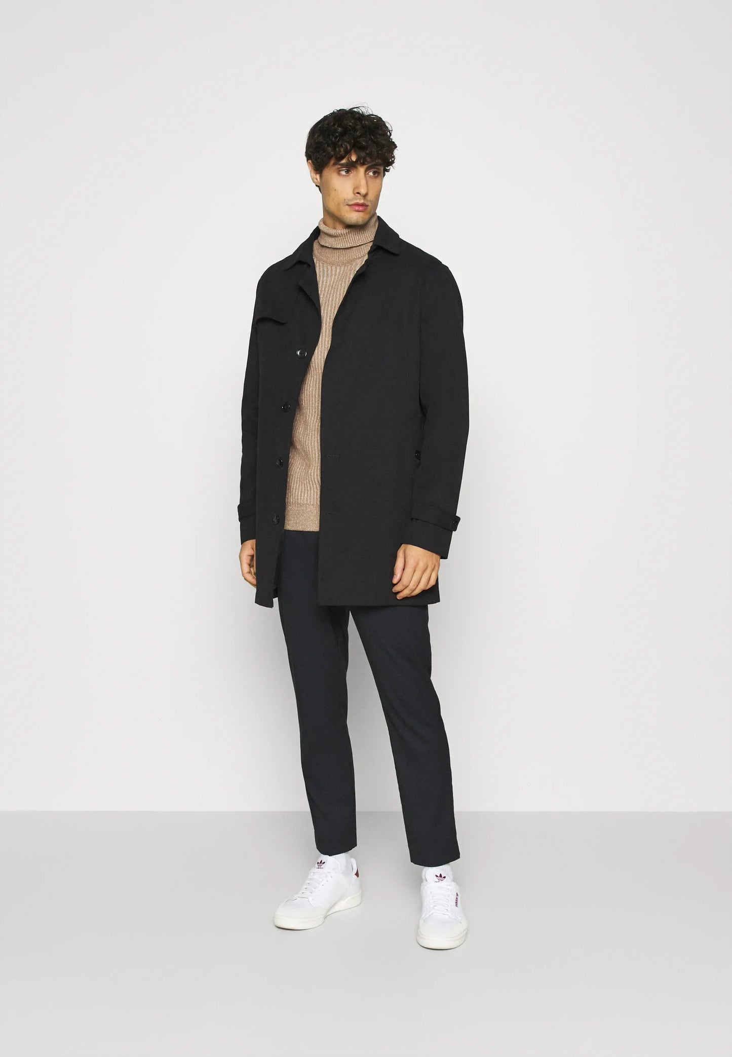 High-Neck Wool Jumper - Beige