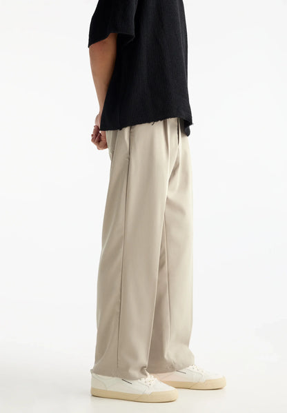 Wide Fit Casual Trousers - Beige