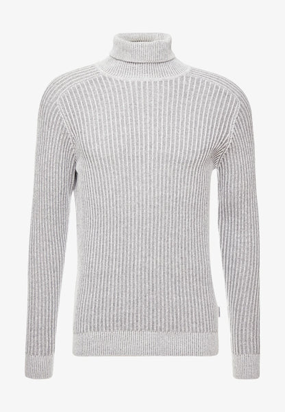 High Neck Wool Jumper - Grey