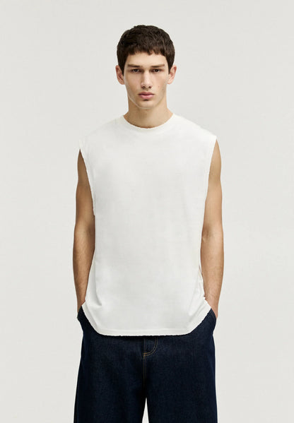 Basic Round Neck Vest - White