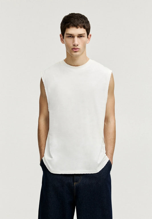 Basic Round Neck Vest - White