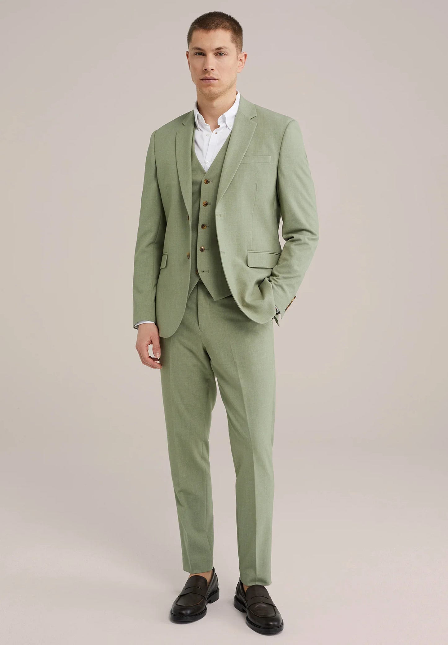 Men's Regular Fit Tailored Waistcoat - Light Green