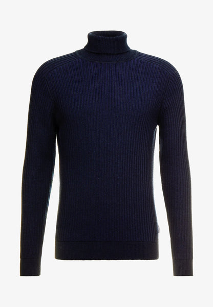 Navy Blue Wool Roll Neck Jumper