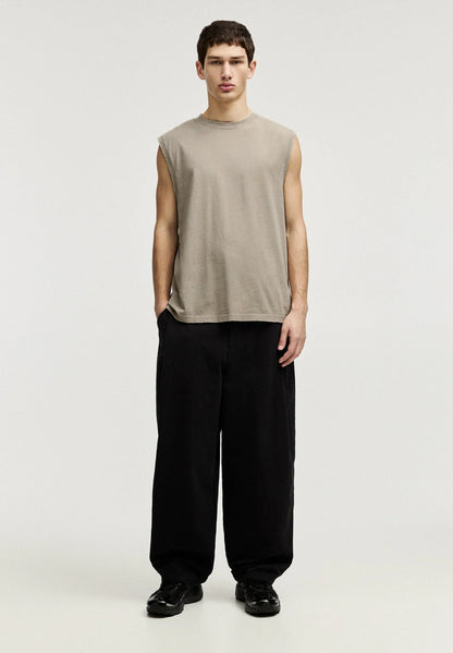 Basic Round Neck Vest - Beige