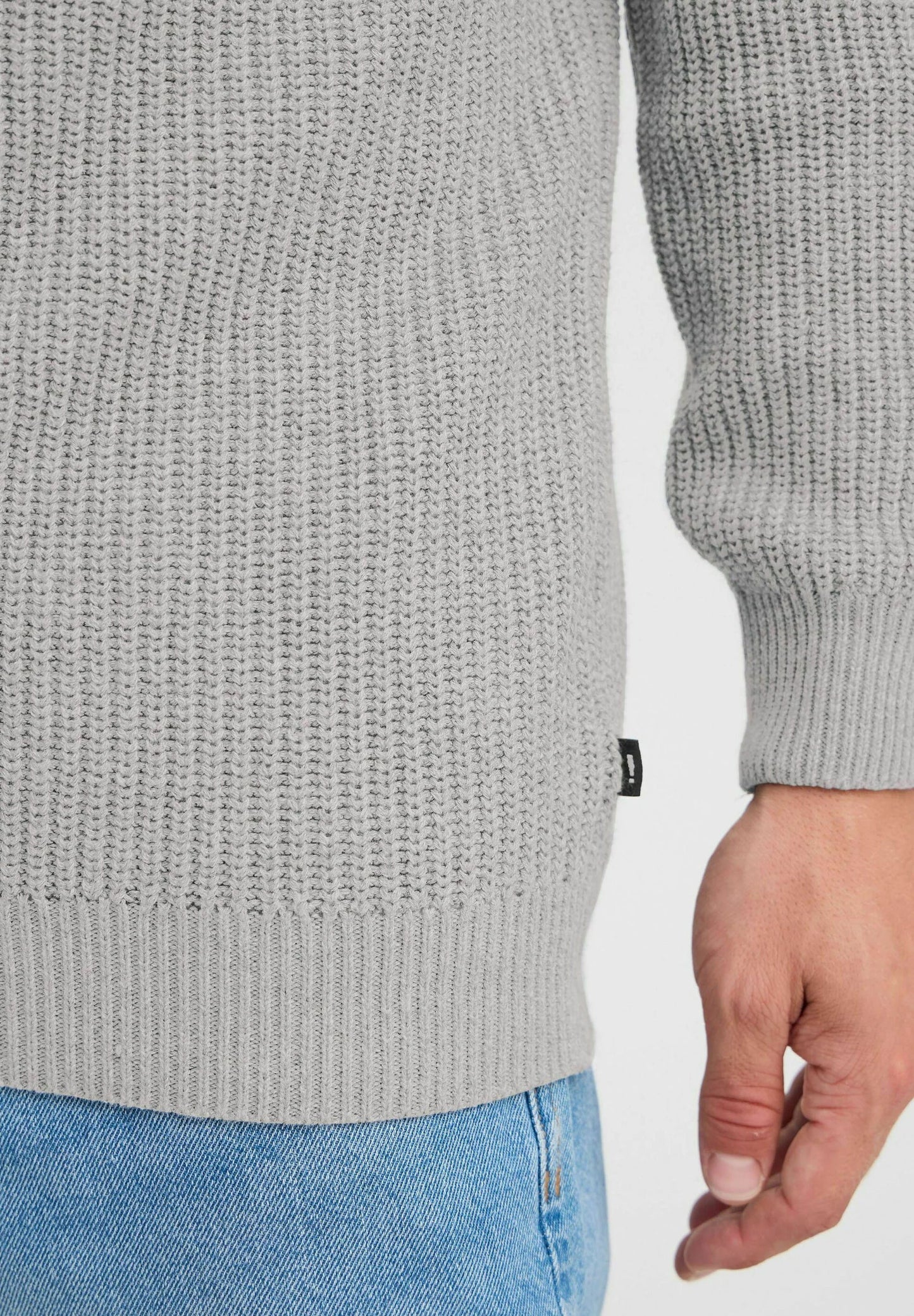 Men's High Neck Zip-Up Jumper - Grey